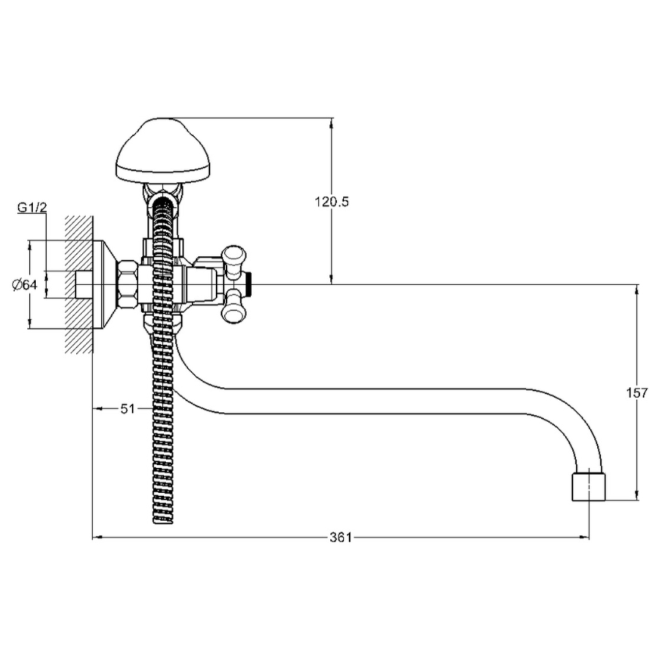 Смеситель для ванны G-Lauf QMT7-A827