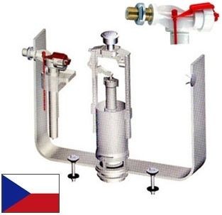 Арматура комплект SA2000K 1/2" CHROM со стоп кнопкой, впуск боковой А16-1/2" МЕТ. РЕЗЬБА "ALCAPLAST"